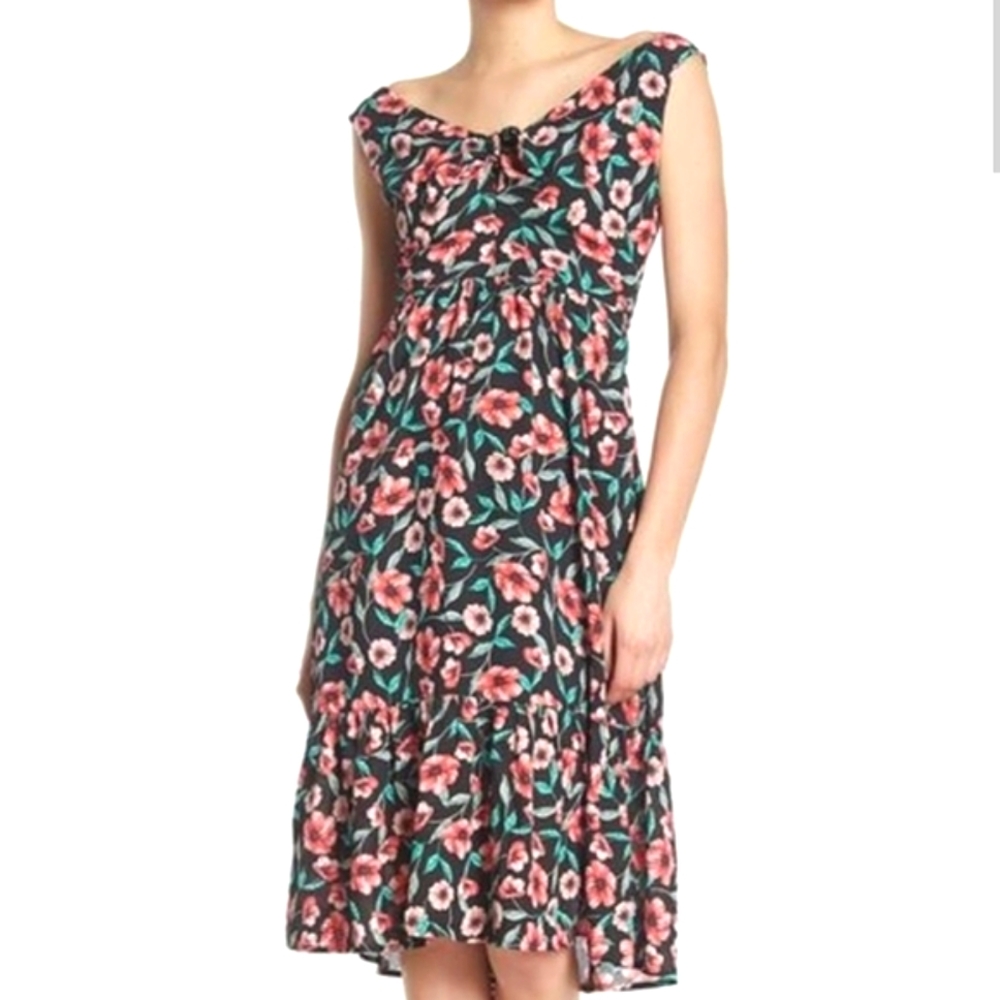 Heartloom Camila Dress Floral Black Red Poppy